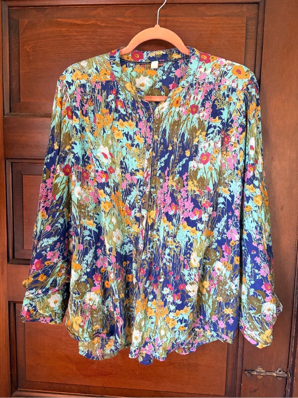 Anthropologie Pilcro Sydney Batwing Blouse in Bright Impressionistic Colors